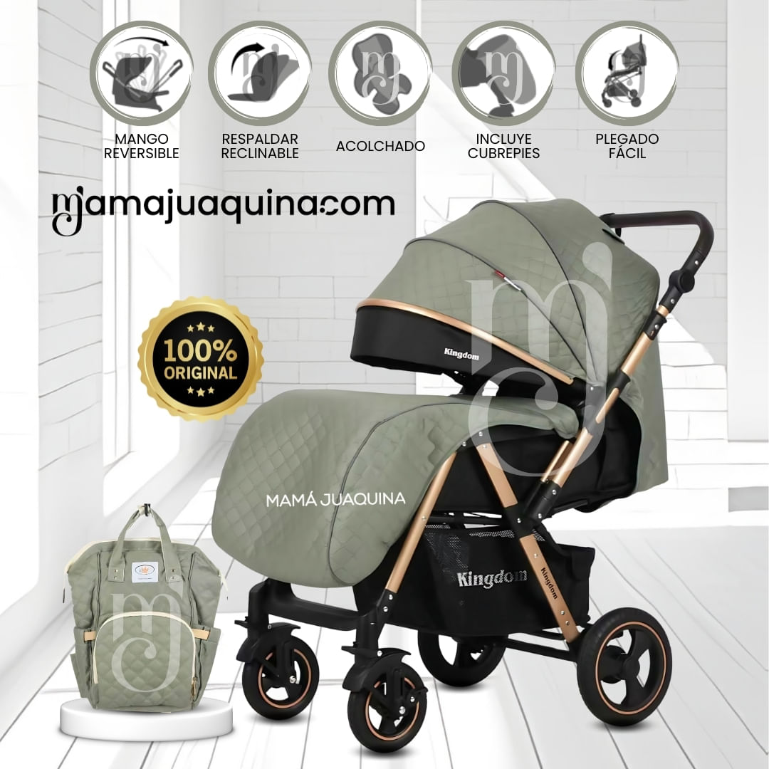 Coche Cuna «TURQUIA PREMIUM» con Mochila Pañalera Verde
