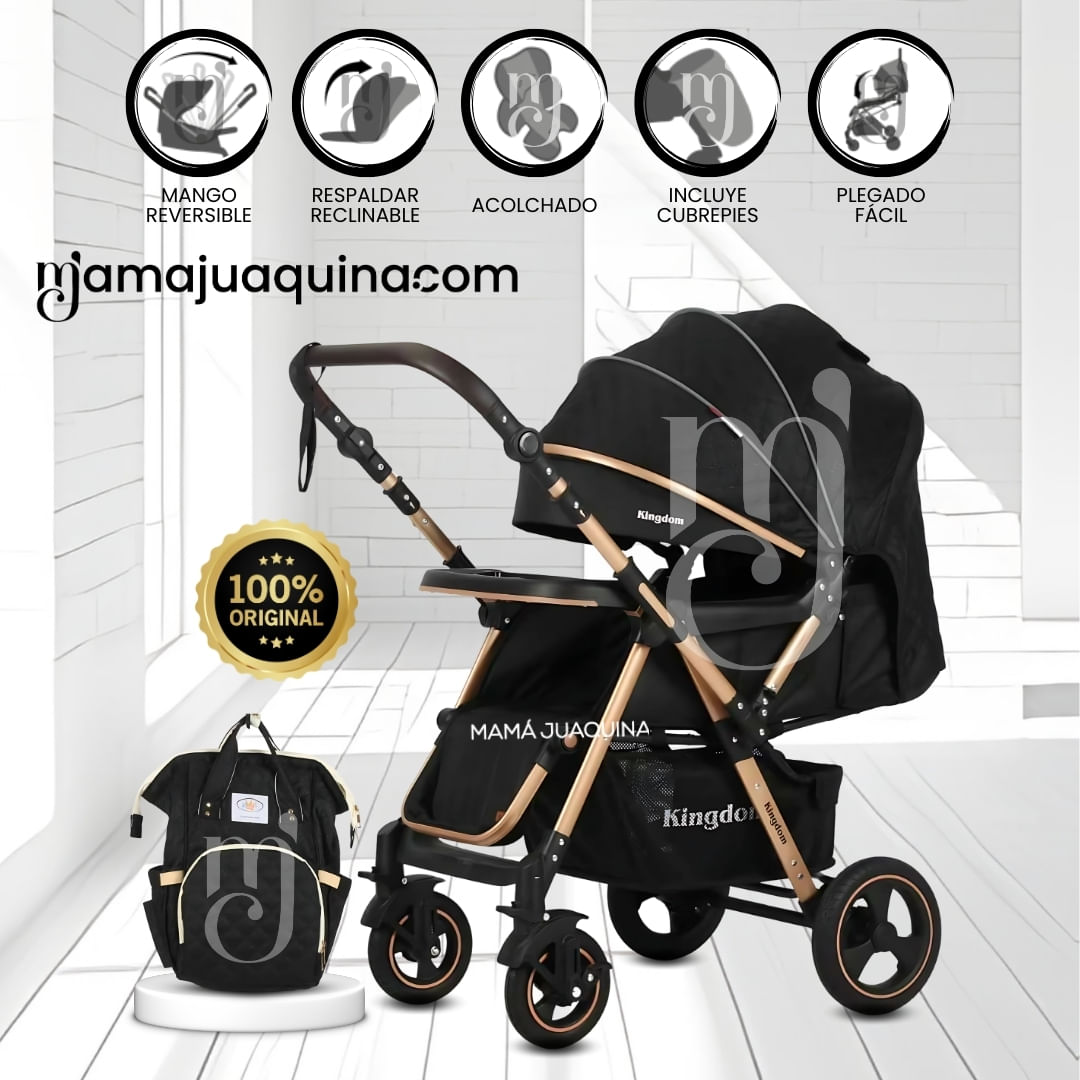 Coche Cuna «TURQUIA PREMIUM» con Mochila Pañalera Negro