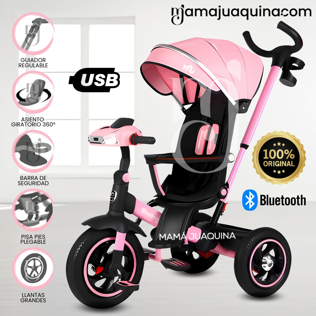 Triciclo Guiador Musical 3 en1 «BUMER» Rosa