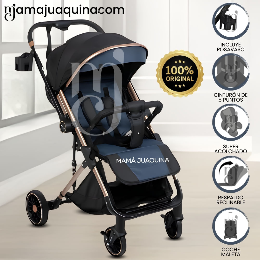 Coche Maleta de Lujo «CORAL» Mango Reversible Azul