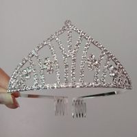 Corona tiara alta diadema plateado cumpleaños quinceañero novia fiesta princesa Egi