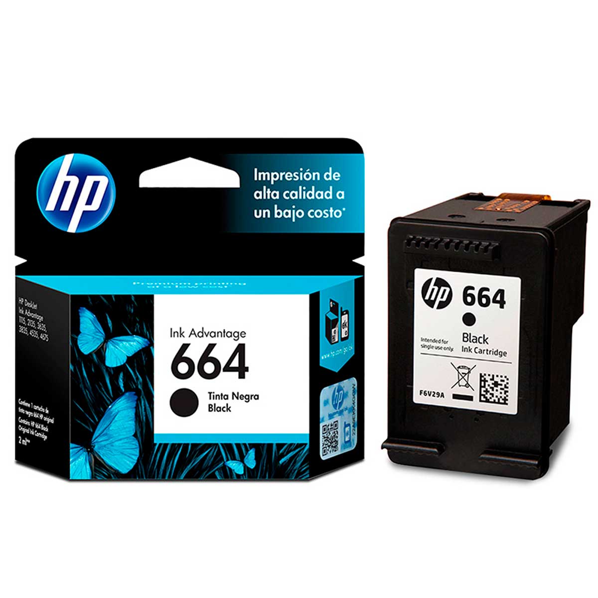 Tinta HP 664 Negro Original F6V29AL