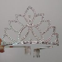 Corona tiara alta diadema plateado cumpleaños quinceañero novia fiesta princesa Mari