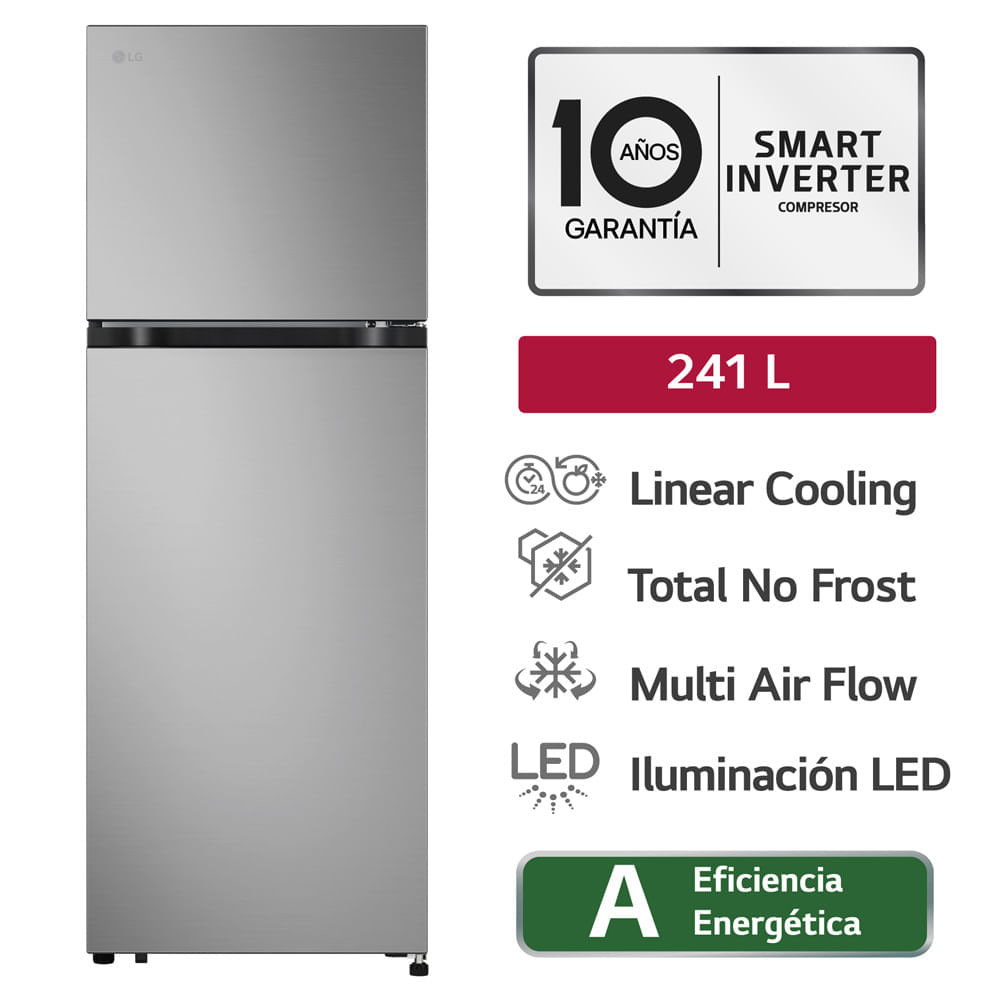 Refrigeradora LG 241L No Frost VT24BPY Plateado