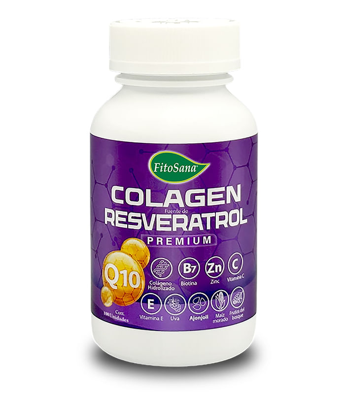 COLAGEN fuente de RESVERATROL + Q10 PREMIUM FITOSANA - FRASCO COLAGENO HIDROLIZADO 100U