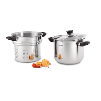 Espaguetera de acero inoxidable Record N°22 Tapa de vidrio 6.5L – ESPAGETERA INOX 3PZ -!OFERTA!