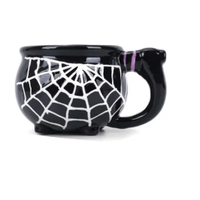 Taza de porcelana en forma de telaraña halloween