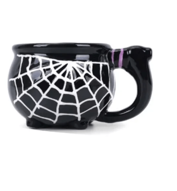 Taza de porcelana en forma de telaraña halloween