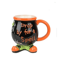 Taza de porcelana forma caldero de halloween