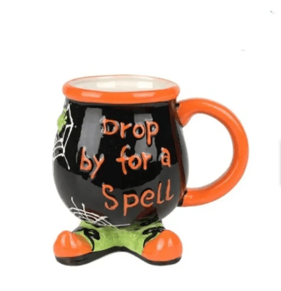 Taza de porcelana forma caldero de halloween