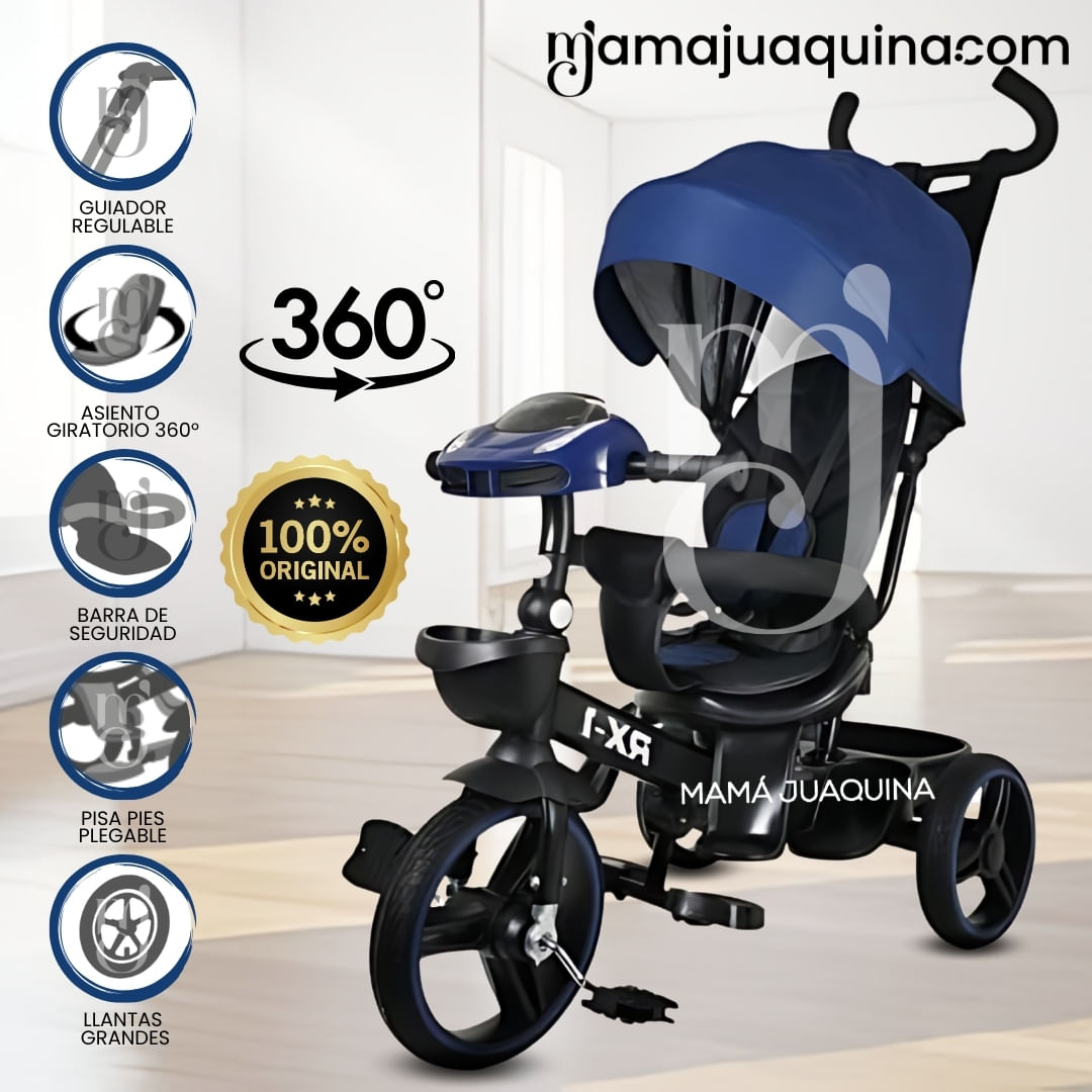 Triciclo Guiador para Niños «SUPRA RX» de Lujo Azul