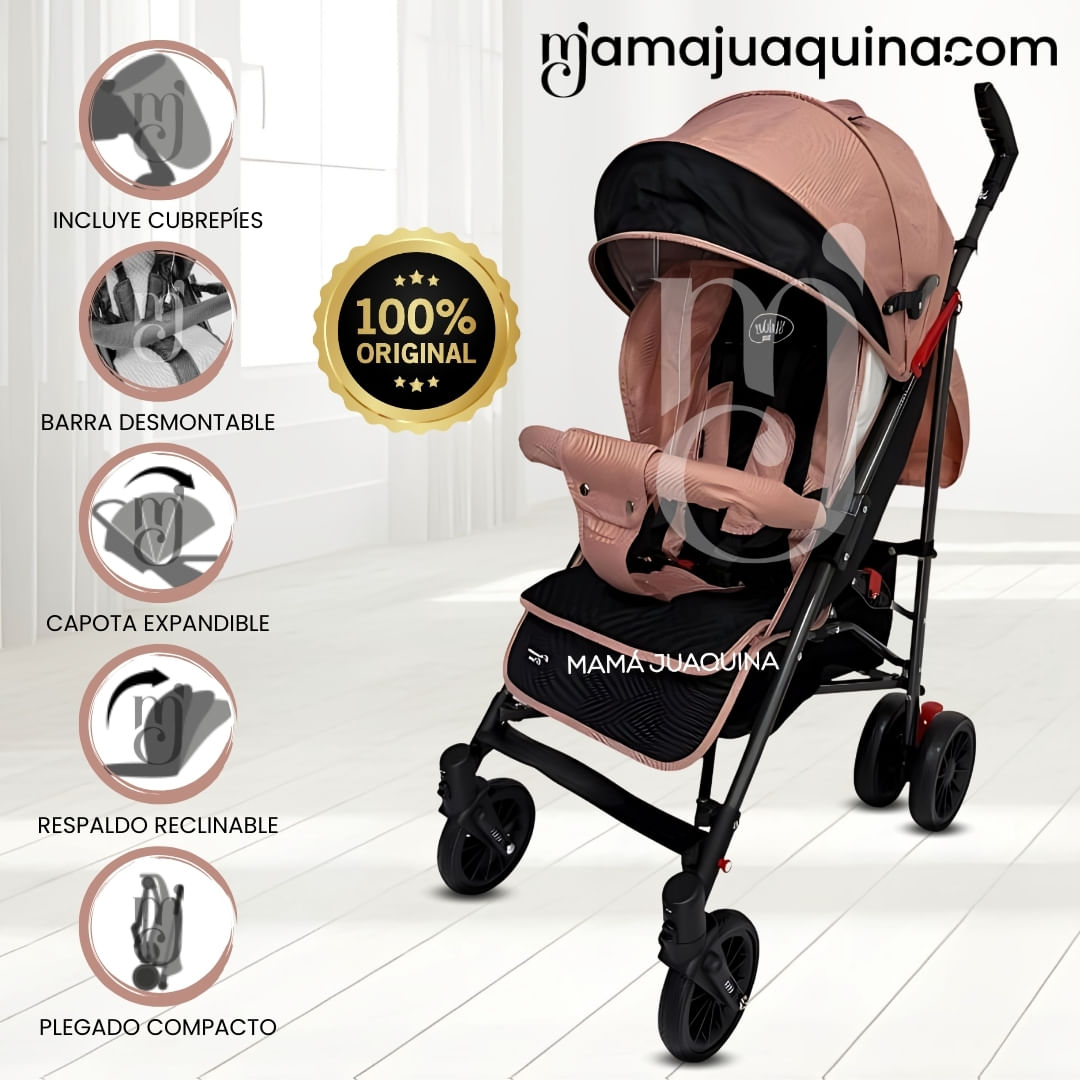 Coche Bastón de Lujo «RAYO PLUS» Mango Giratorio Rosa