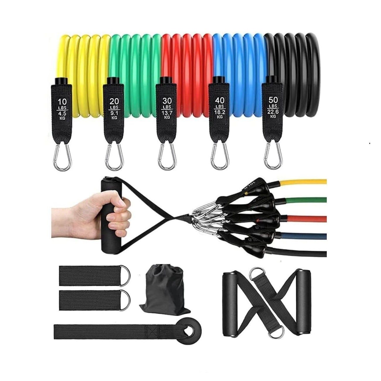 Set 5 Bandas Ligas Elásticas Resistencia Pilates Accesorios