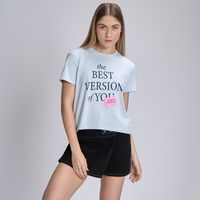 Polo Mujer Hypnotic Basico Crop Print Mes Celeste