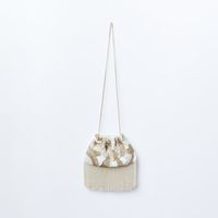 Bolso Mujer Sfera Beads Clutch Flecos Crudo