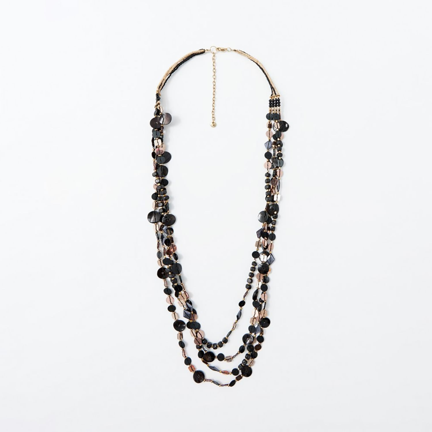 Collar Mujer Sfera Vueltas Cuentas Negro