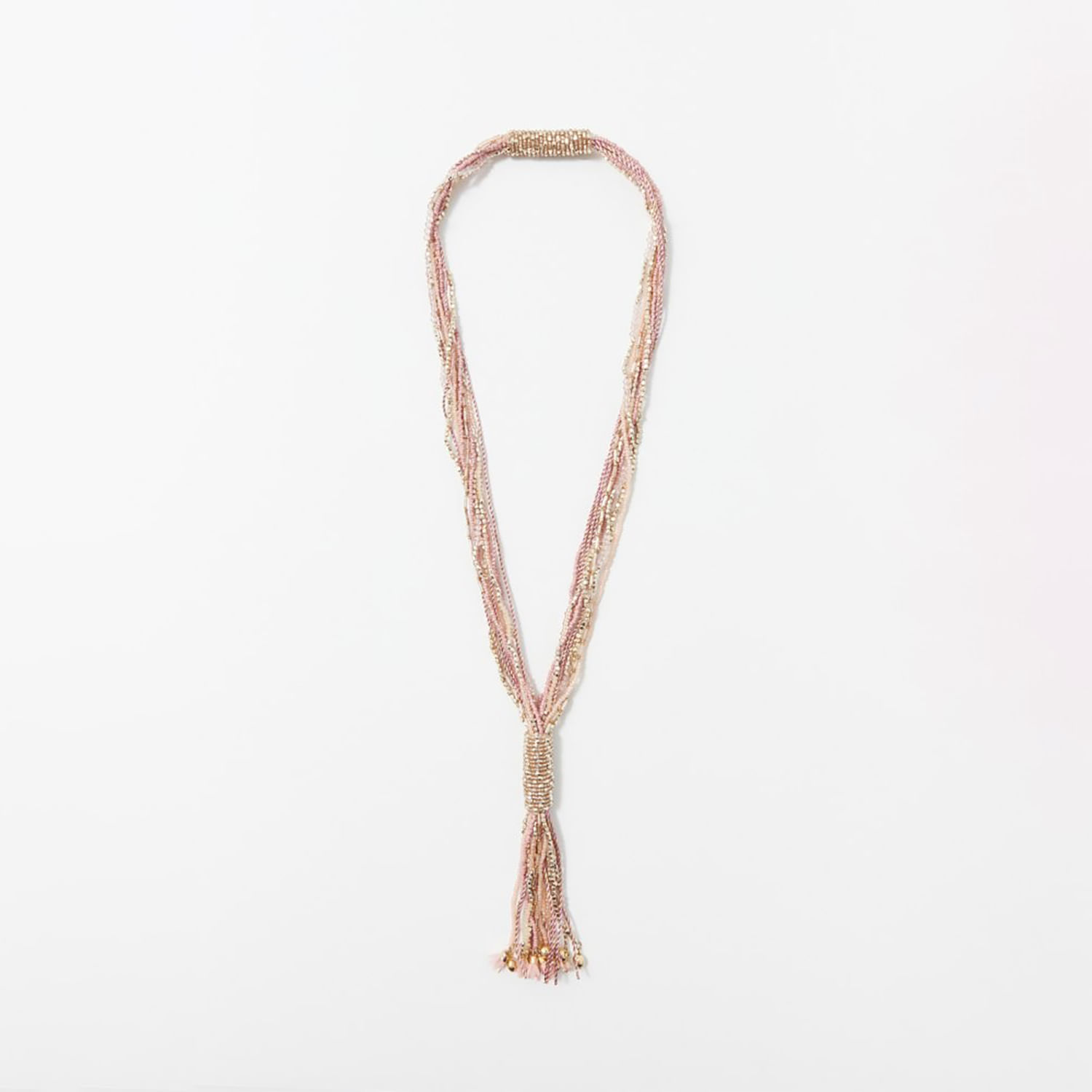 Collar Mujer Sfera Nudo Piedras Rosa