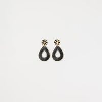 Aretes Mujer Sfera Rafia Lagrima Negro