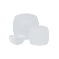 Juego De Vajilla Porcelana Blanca Cuadrada