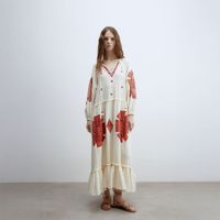Vestido Mujer Sfera Bordado Patch Crudo