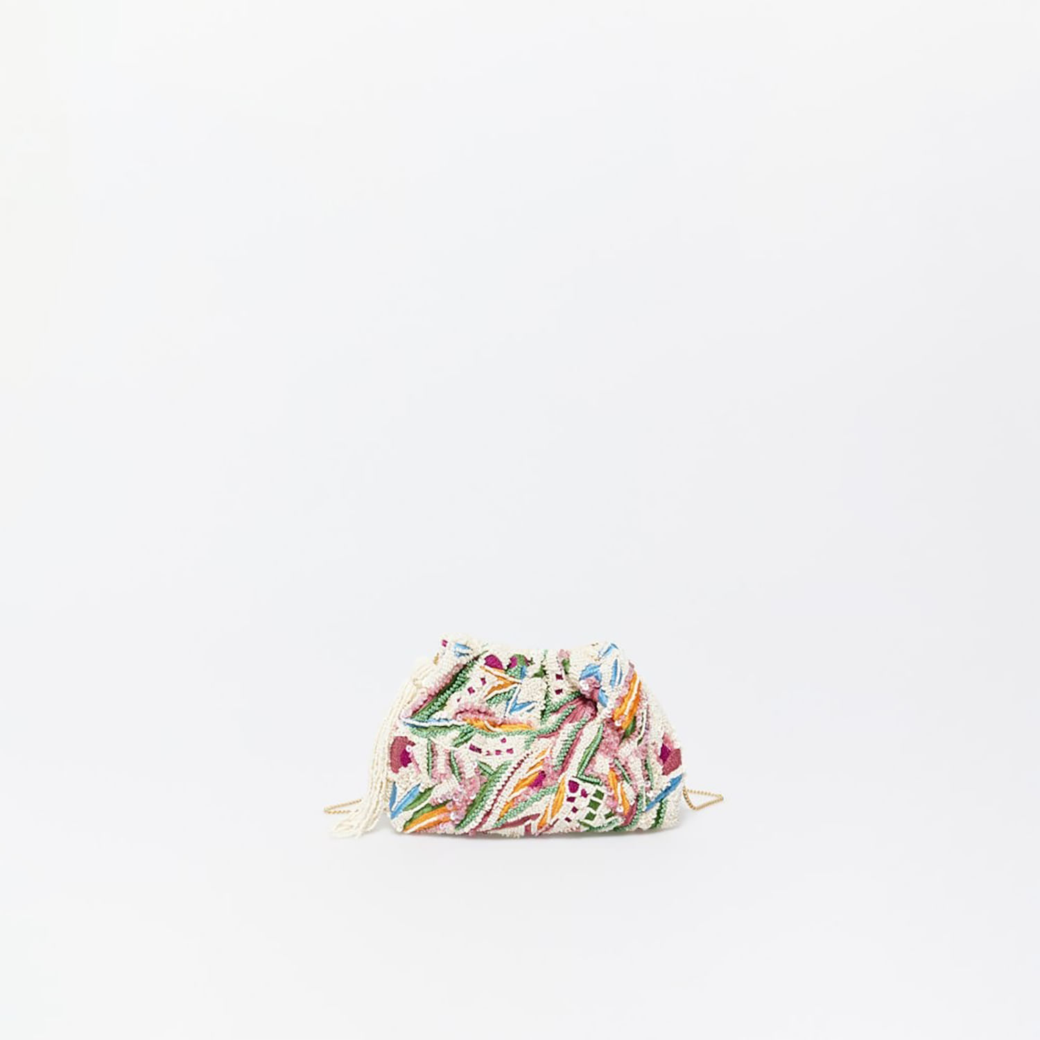 Bolso Mujer Sfera Beads Clutch Crudo Crudo
