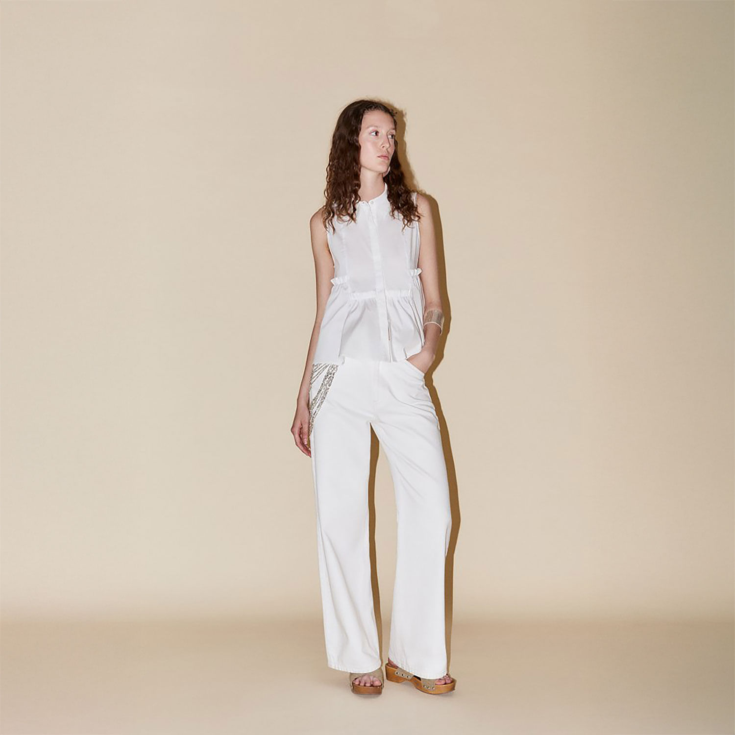 Blusa Mujer Sfera Vuelo Sin Mangas Blanco