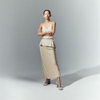 Blusa Mujer Sfera Lencero Aberturas Beige