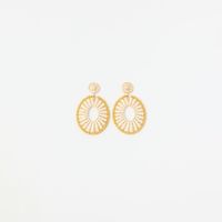 Aretes Mujer Sfera Rueda Rafia Amarillo
