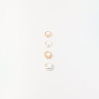 Set Mujer Sfera Set4 Anillos Metal Plata
