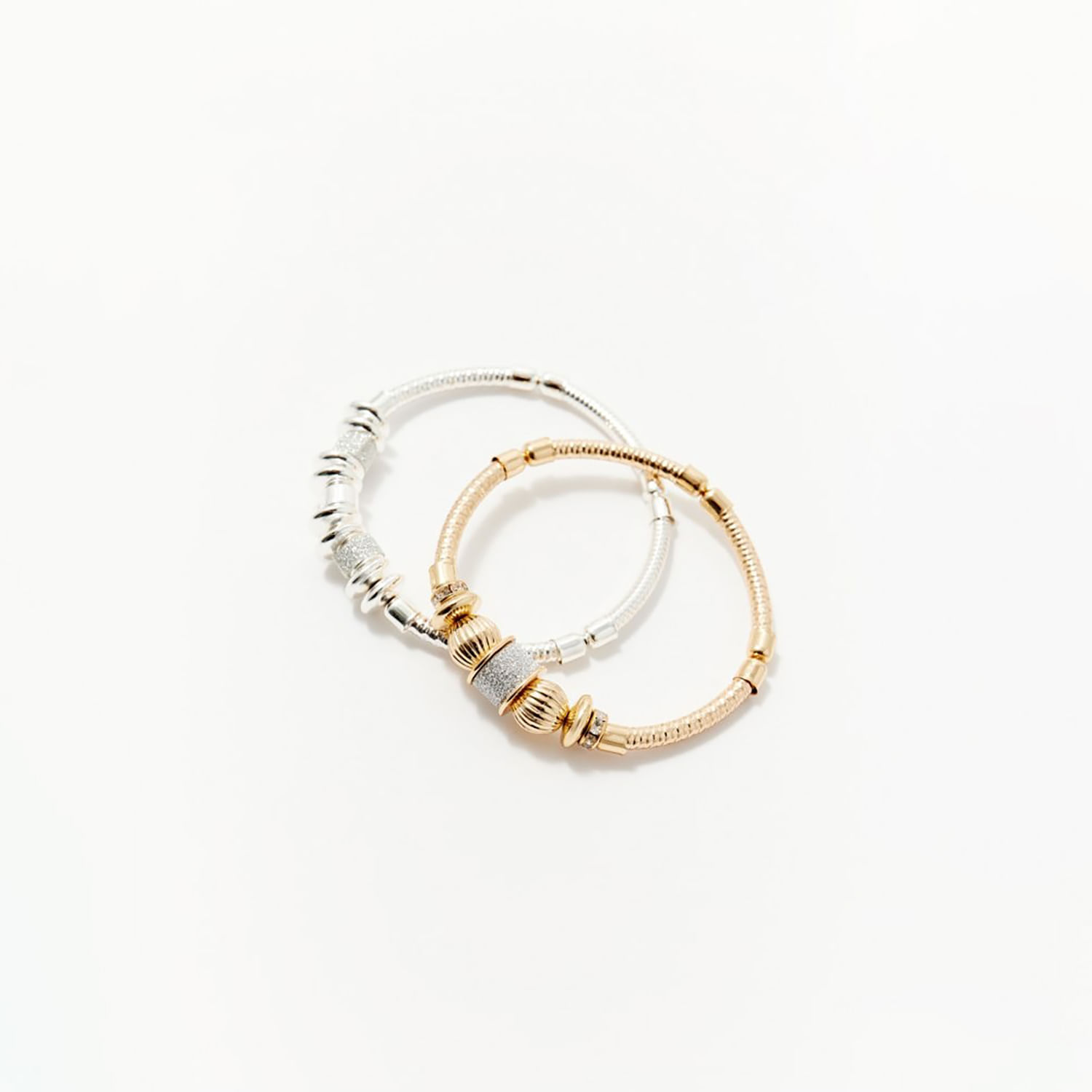 Set Mujer Sfera 2 Pulseras Purpurina Oro