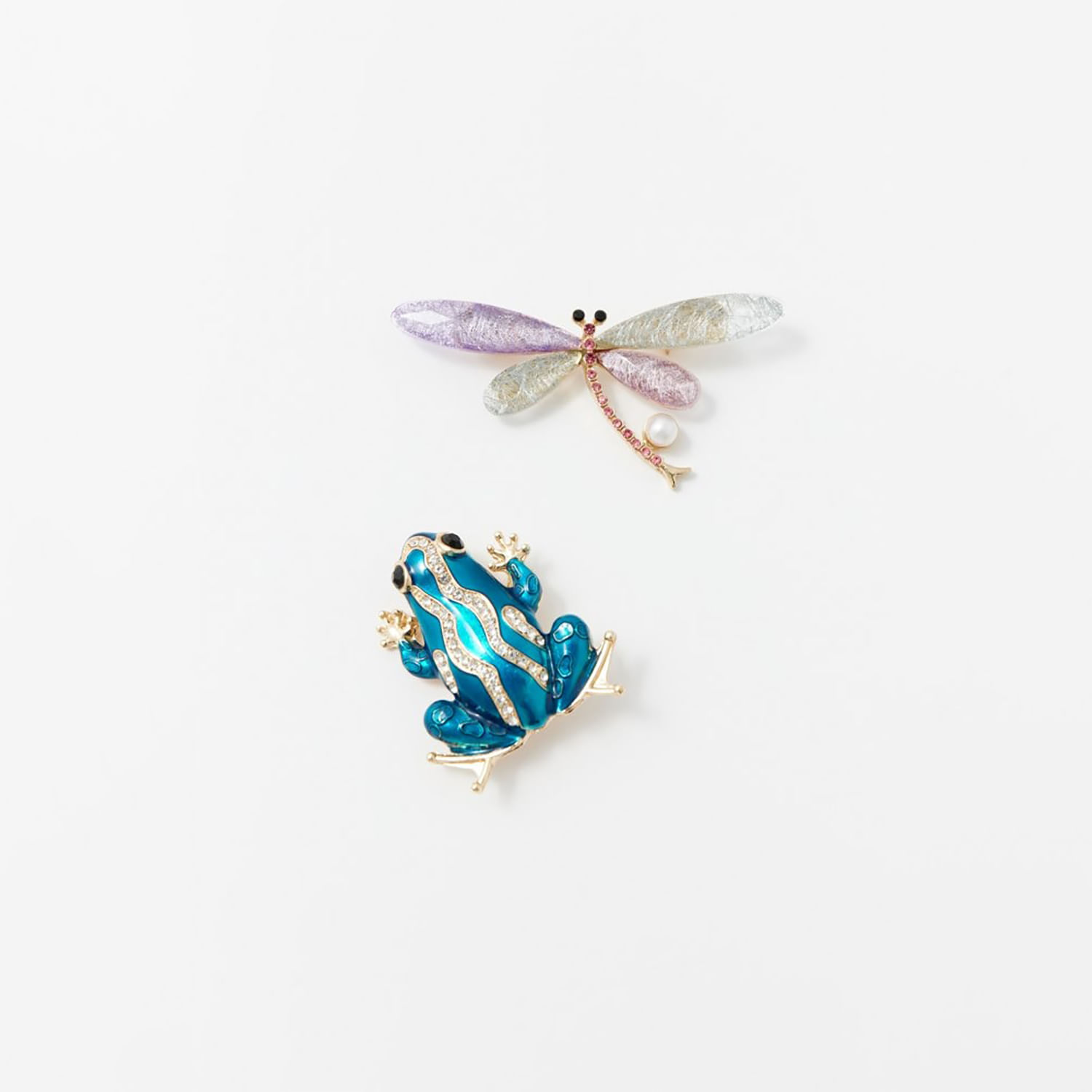 Set Mujer Sfera 2 Broches Rana Libelula Multicolor