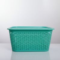 Impecable Cajita Organizadora de Ratán Verde Agua con Tapa – Elegante y Funcional