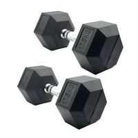 Par Mancuernas 17.5 Kg Pesas Cromada Hexagonal Acero Caucho
