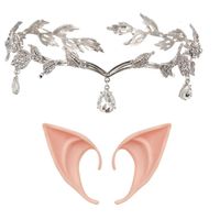 Set x 2 accesorios elfo o hada diadema corona plateada y orejas cosplay disfraz Halloween