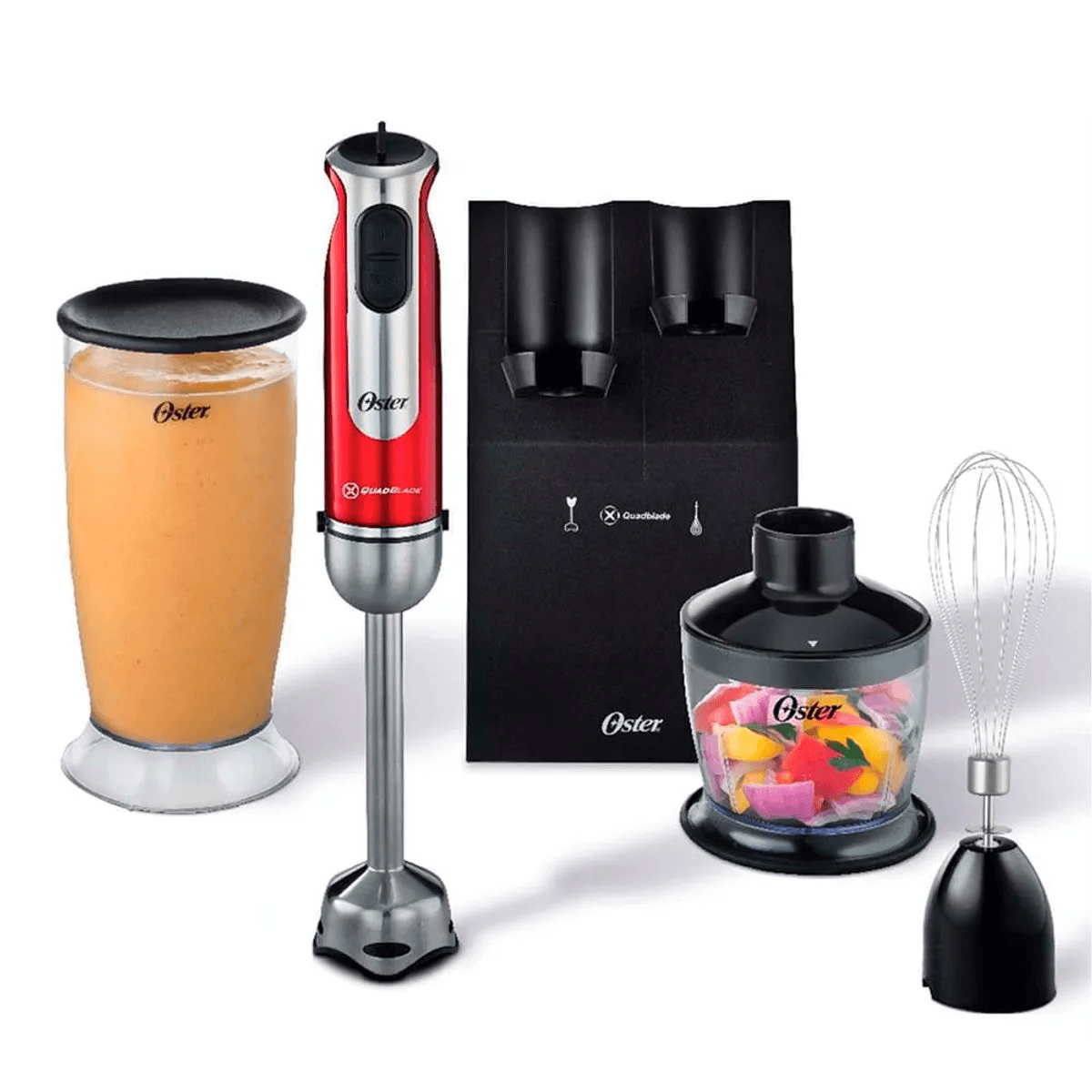 Batidora Oster® de Inmersión con Accesorios FPSTHB2801 051 Rojo - 800W !OFERTA!