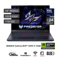 Portátil Gamer Acer Predator Procesador Intel® Core™ Ultra 9 275HX 32 GB RAM 1 TB SSD RTX5070ti 16"" OLED