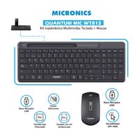 Kit Inalámbrico 2en1 Teclado y Mouse Micronics Quantum MIC WT813 Negro