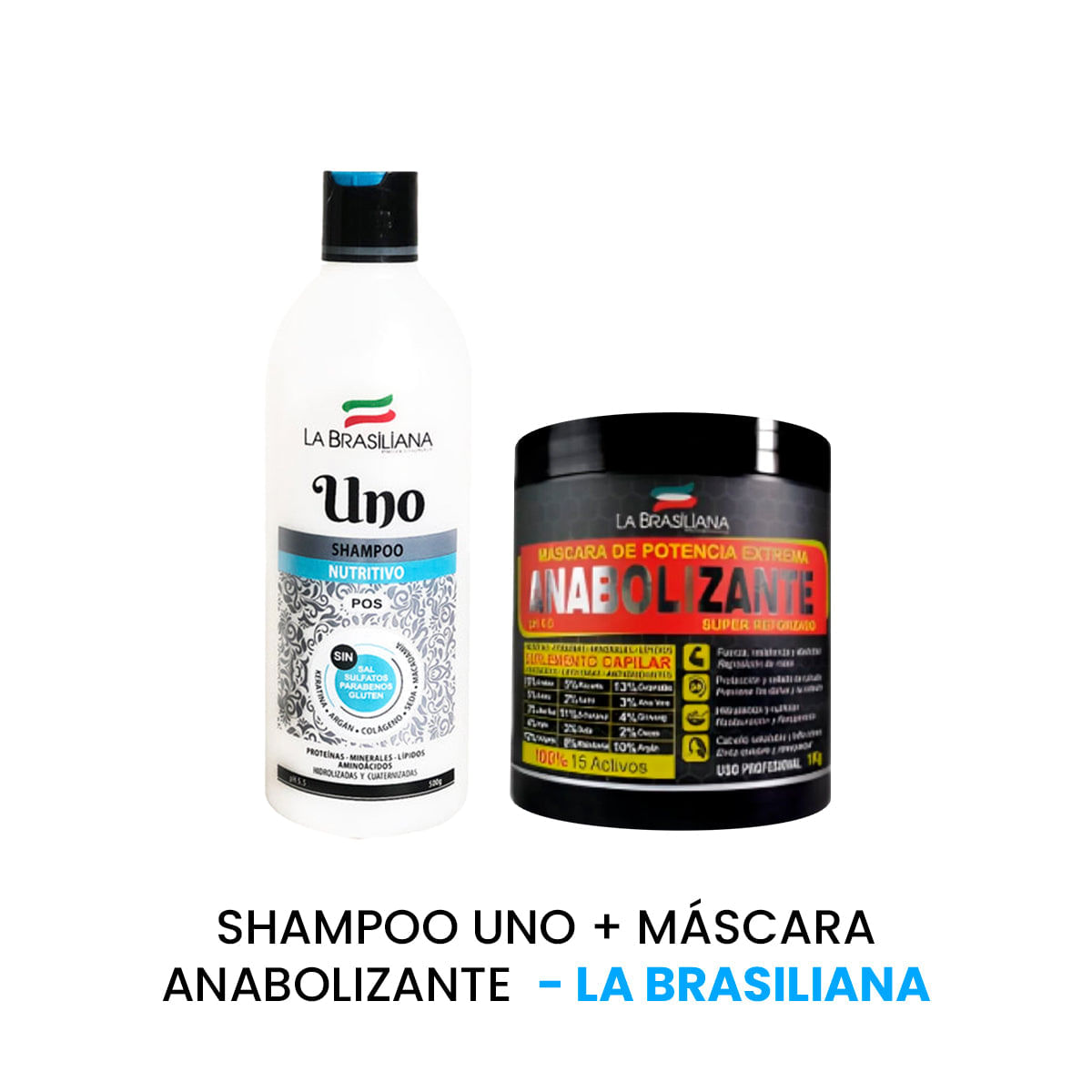 Shampoo uno + Máscara anabolizante - La brasiliana