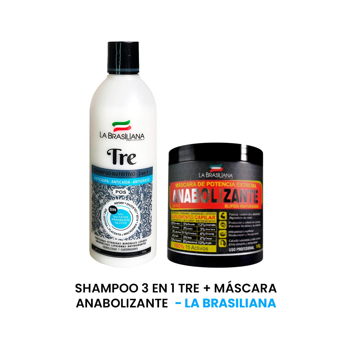 Shampoo 3 en 1 Tre + Máscara Anabolizante - La Brasiliana