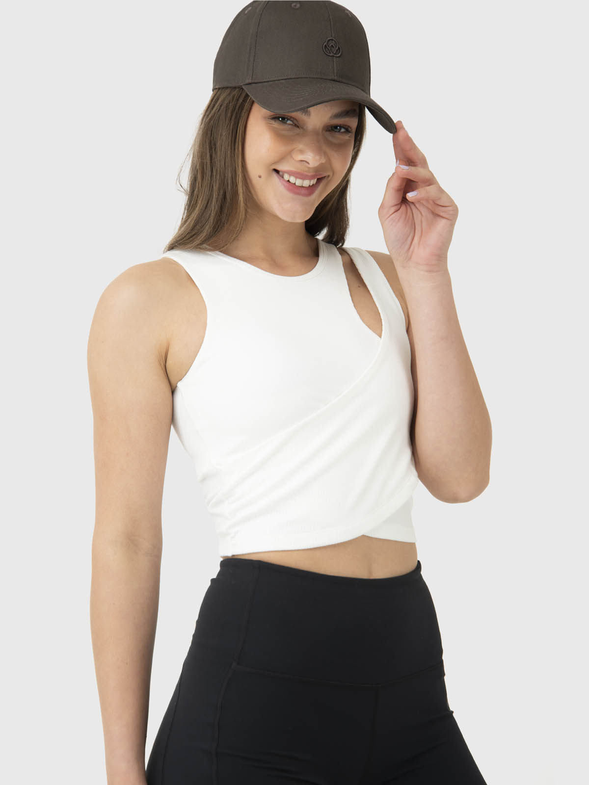 Polo Sin Mangas Para Mujer Crop Domi Blanco Bsoul