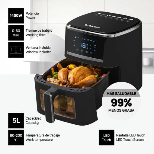 Freidora de Aire Taurus 5L Mod. Silver Fryer !OFERTA!
