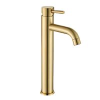 Grifería Monocomando de Lavabo en Acero SUS304 Acabado Satinado Dorado