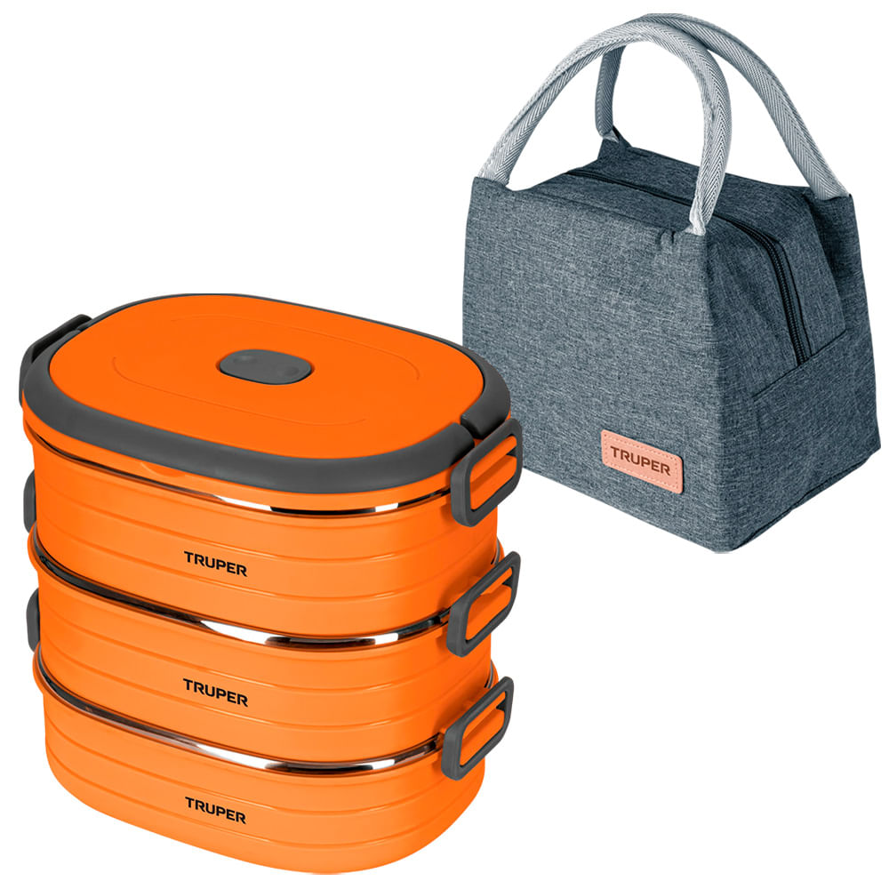 Lonchera 3 piezas 20x18cm naranja 2.25L LUNCH-3 Truper