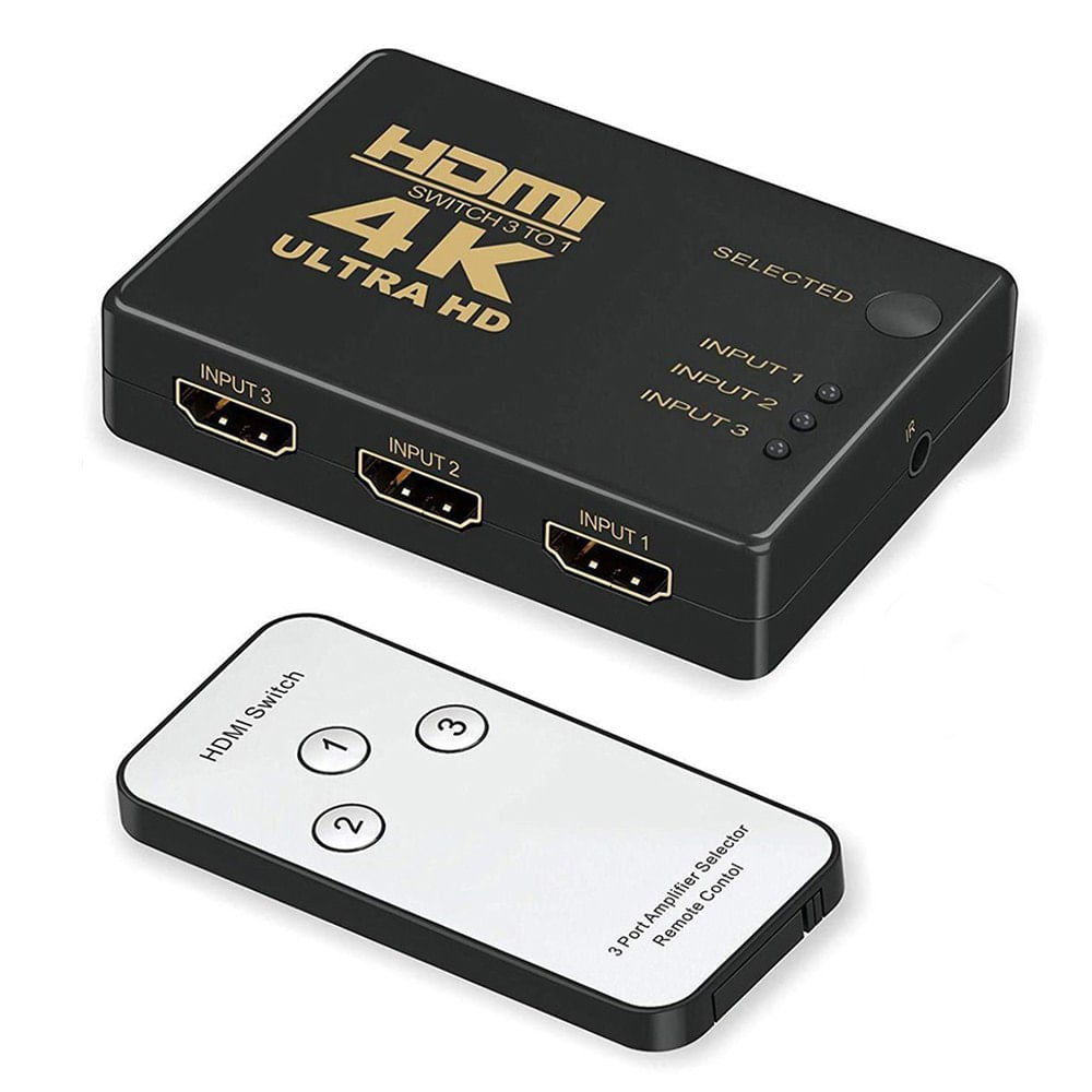 hdmi Switch 3 x 1 4k ULTRA HD con control remoto multiplica hdmi 3 x 1