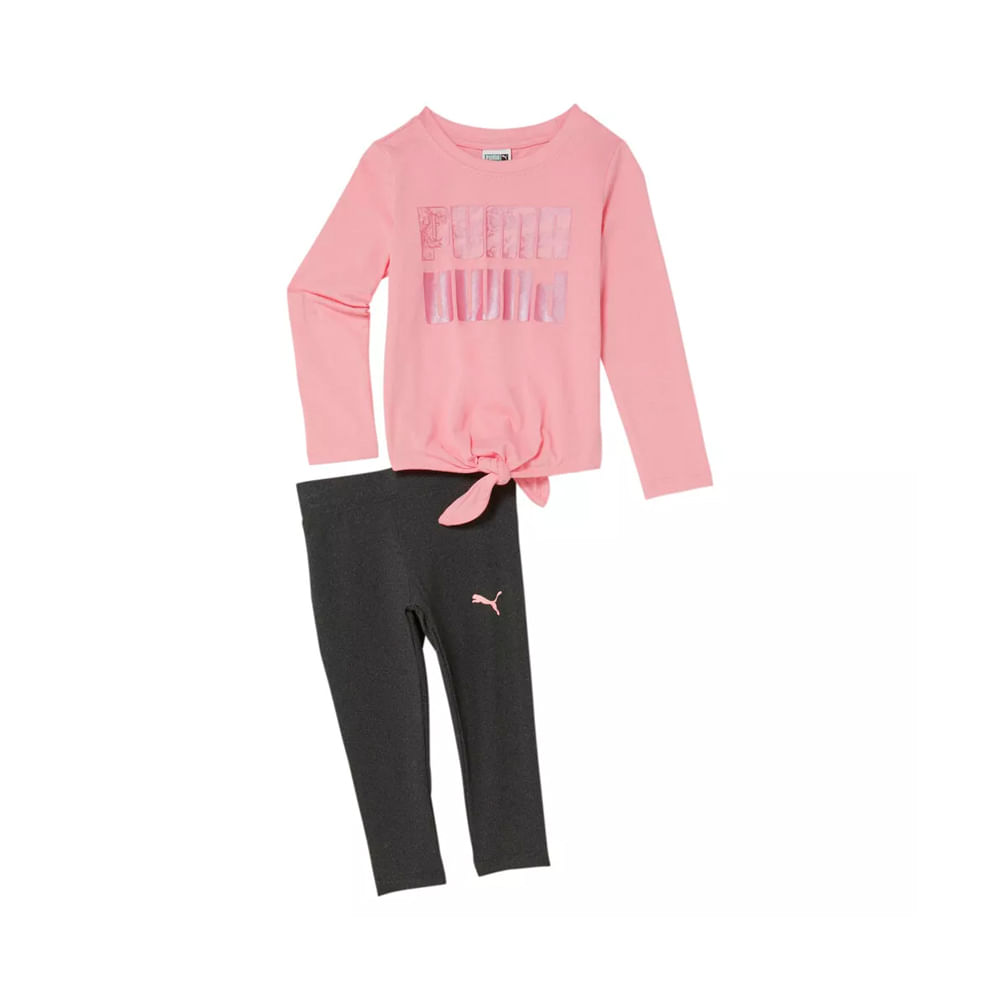 Puma Conjunto Polo Manga larga y Legging Niña 2T
