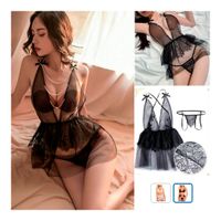 Babydoll de Encaje para Mujer con Perlas