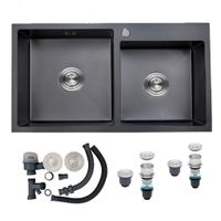 Lavadero de Lujo Acero Inoxidable 2 pozas Nano Negro UD01-8245 - copy