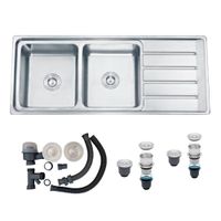 Lavadero 2 pozas con escurridero Acero Inoxidable WDA12050C - copy