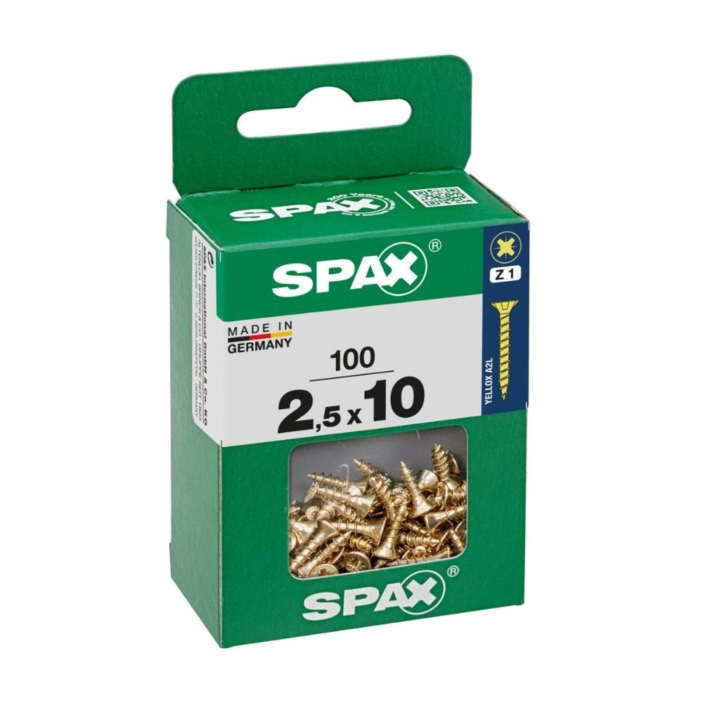 Tornillo Spax Cabeza Plana Bicro 2.5x10 M - 100 unidades