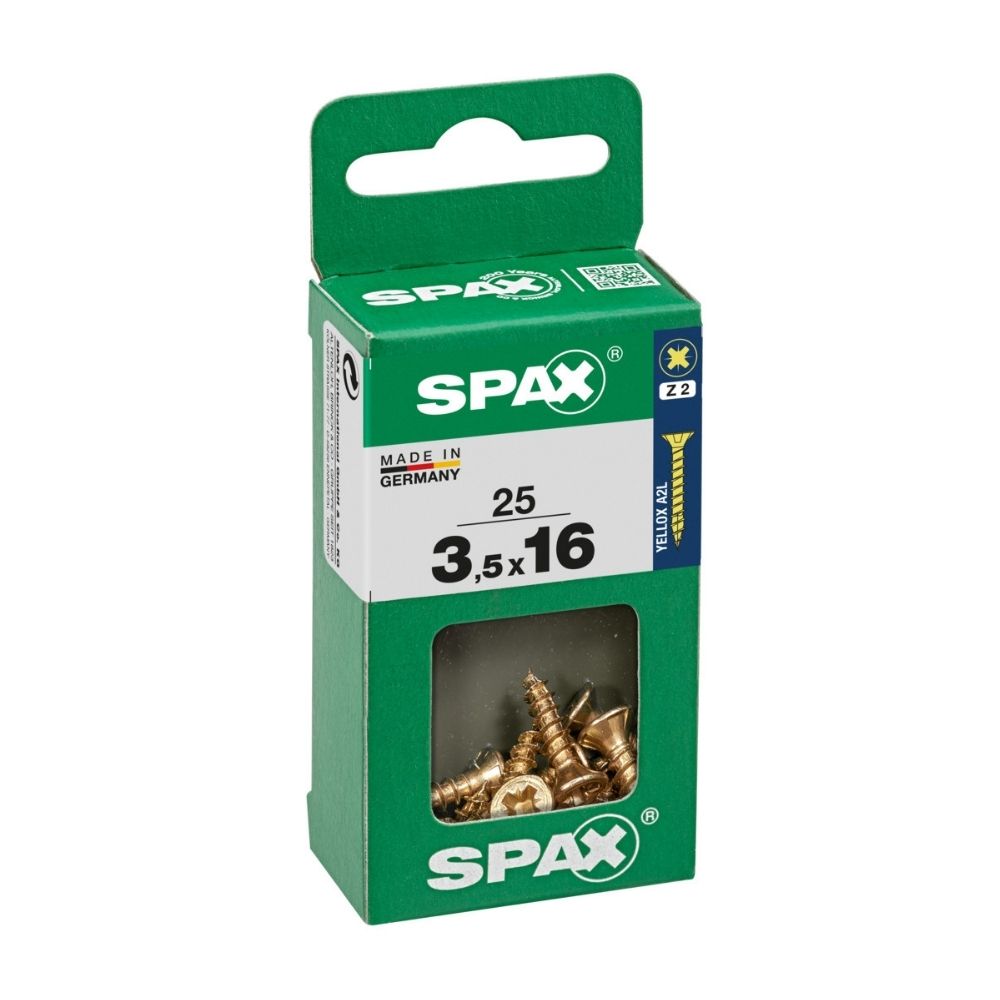 Tornillo Spax Cabeza Plana Bicro 3.5x16 S - 25 unidades